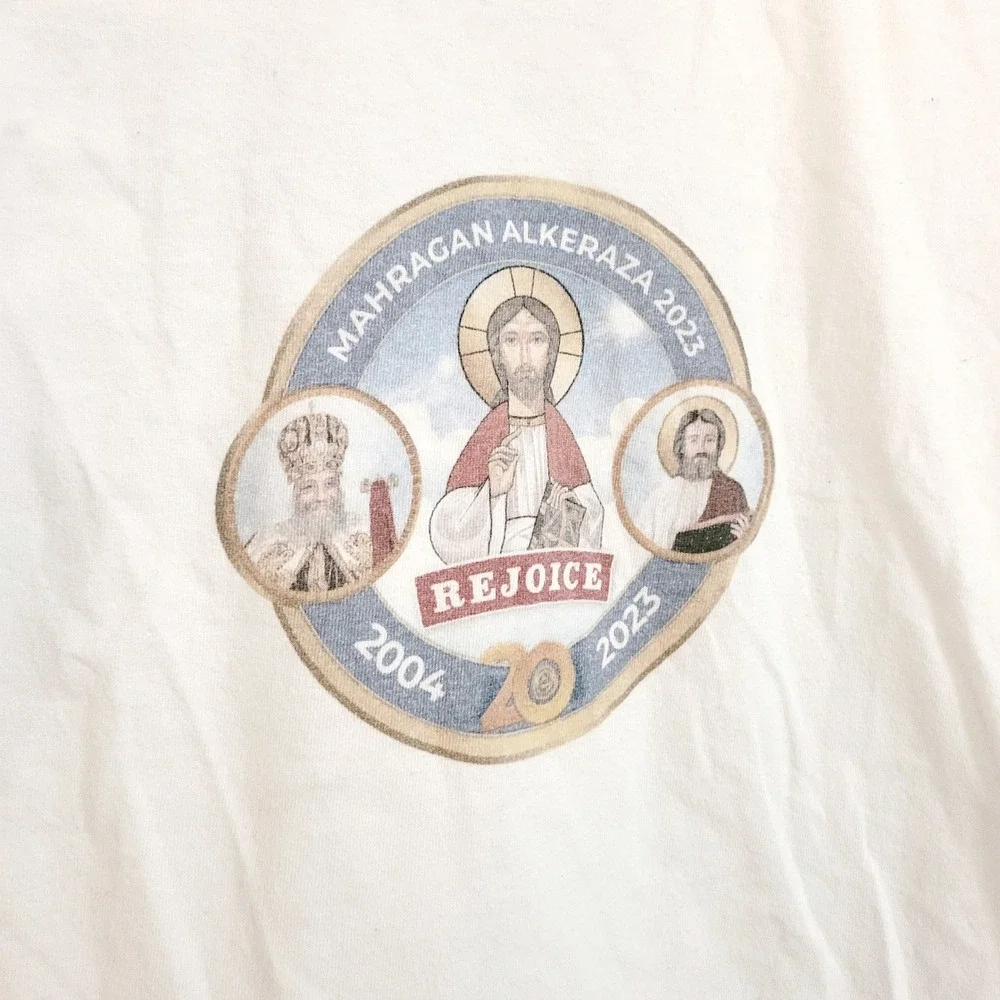 Mahragan Alkeraza 2023 Rejoice Gilden Youth Small White TShirt Deuteronomy 16:15